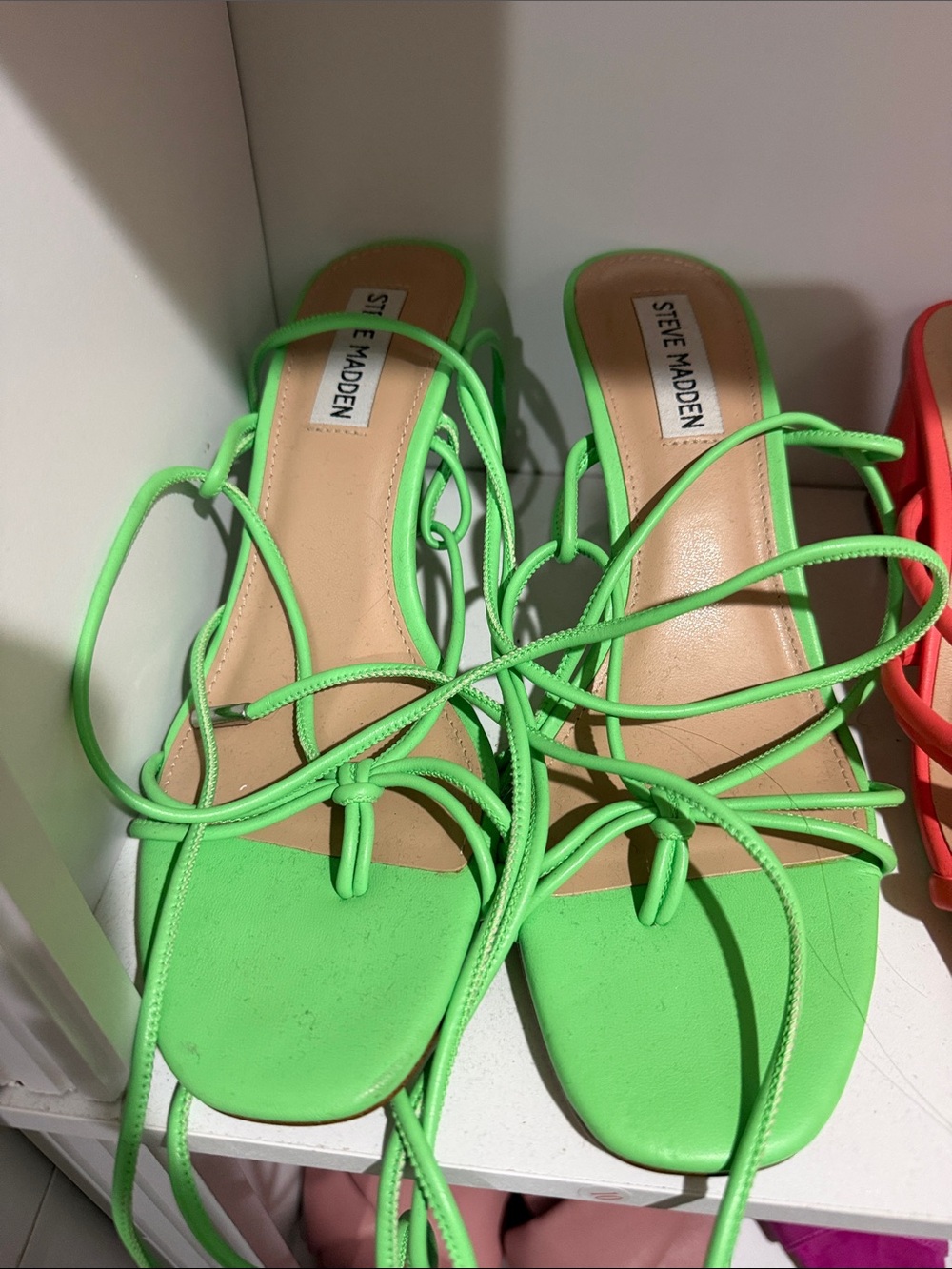 Steve Madden Neon Lime Lace-Up Strappy Sandals